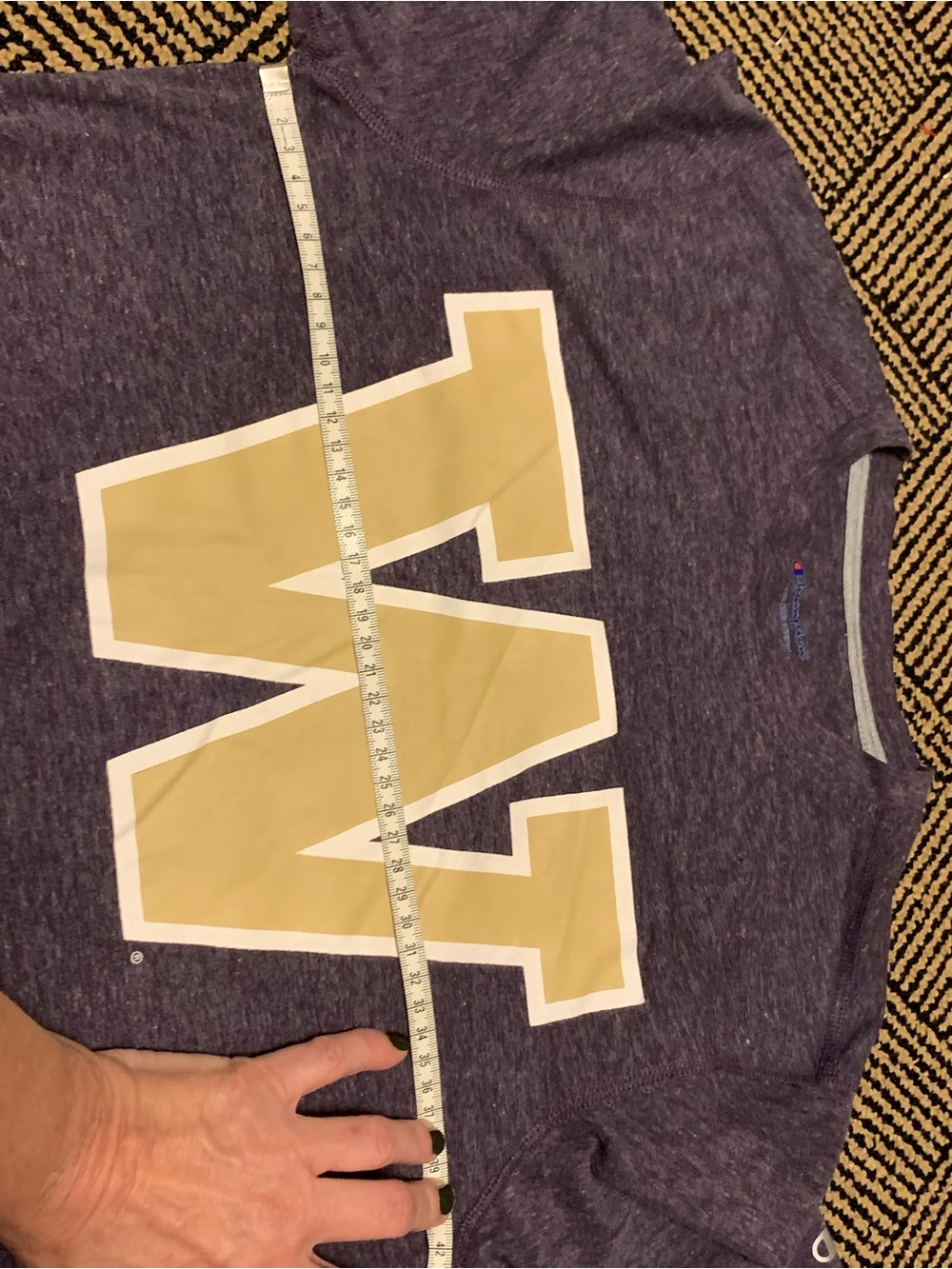 Champion Heather purple-Navy color Short-Sleeve Tee with Gold 'W' - WSU - Picture 7 of 13